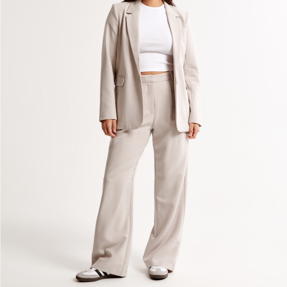 Abercrombie Sloane Tailored Wide Leg Pant Light Taupe L Short